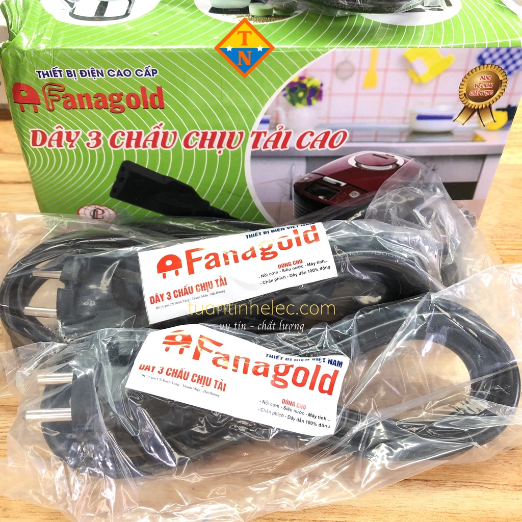 Dây nguồn nồi cơm, siêu nước, máy tính... 3 chấu chịu tải cao chính hãng Fanagold