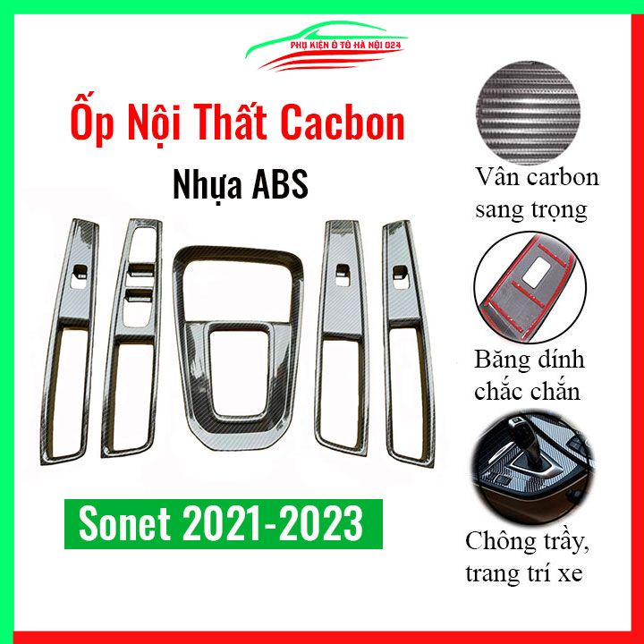 Ốp nội thất xe ô tô Kia Sonet 2021-2023 nhựa ABS vân cacbon