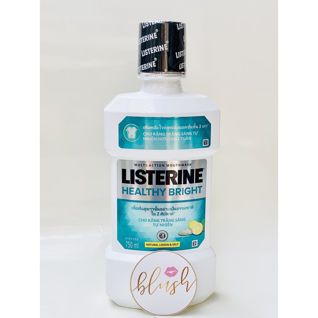Nước súc miệng Listerine giúp răng trắng sáng Healthy bright 750ml