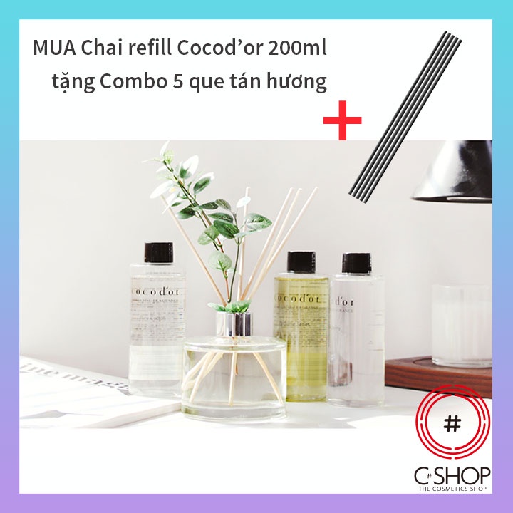 /Không kèm que tán/Chai Refill Tinh Dầu Tán Hương COCOD'OR 200ml_Mỹ phẩm Hàn Quốc chính hãng