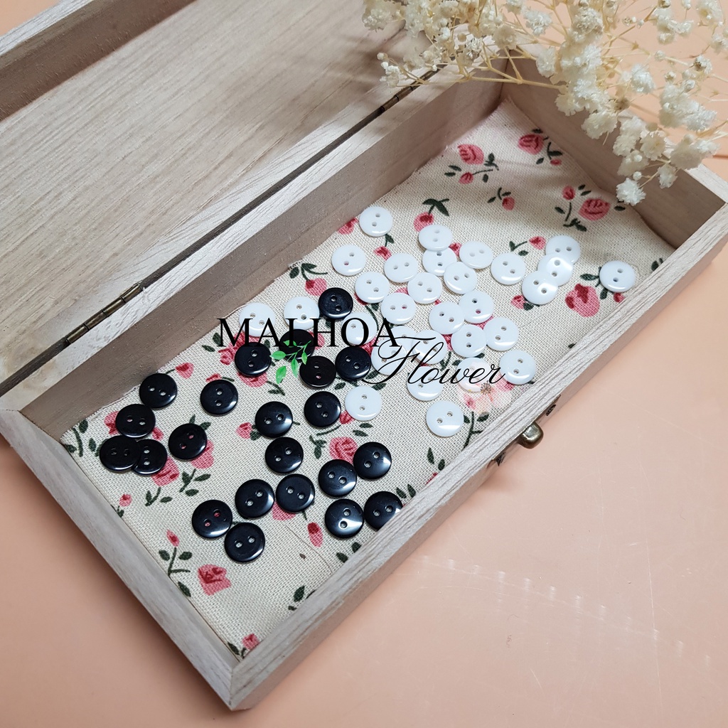 Set 40 Khuy nút cài áo sơ mi, cúc cài áo màu đen bằng nhựa size 1,1cm, Maihoaflower