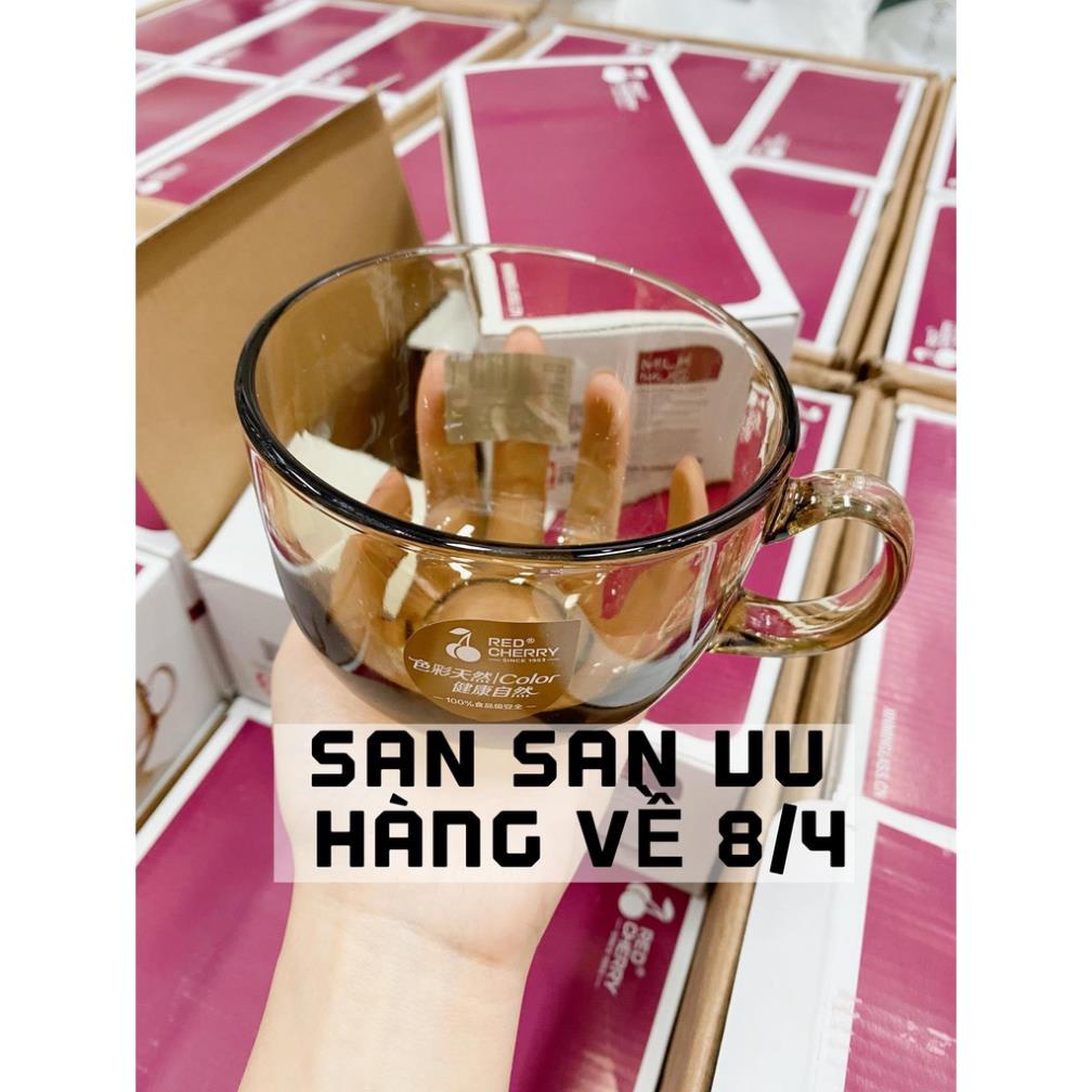 Ly cốc thủy tinh màu hổ phách chịu nhiệt cao cấp 480ml. Có ống hút