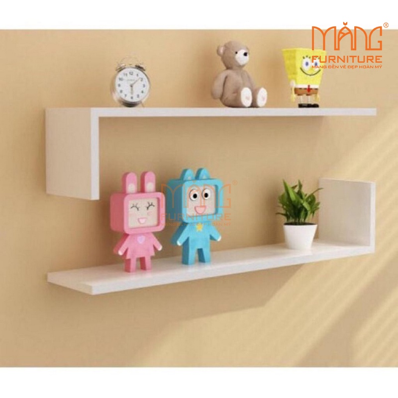 Bộ 2 thanh kệ gỗ trang trí treo tường chữ L KTT04