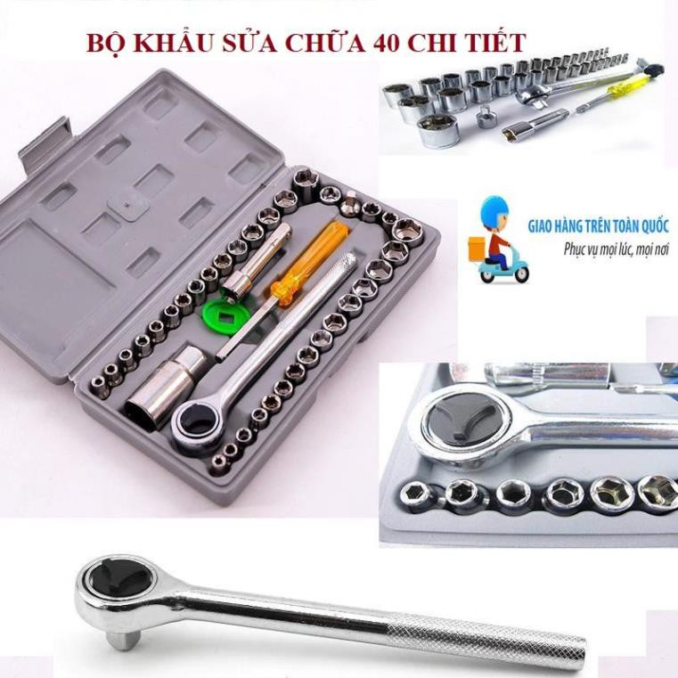Bộ khấu mở siết ốc và bugi 40 chi tiết loại tốt
