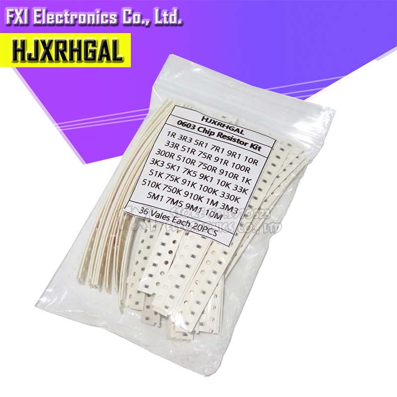 Set 20 Điện Trở 36Value * 20 Cái = 720 Cái 0603 0805 1206 SMD 1 ohm Chuyên Dụng