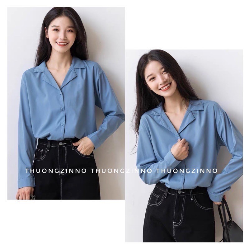 [Ảnh thật/Video]Áo sơ mi cổ vest quốc dân phong cách mới phối chân váy, quần jeans ,quần tây , quần sort bao xinh | BigBuy360 - bigbuy360.vn