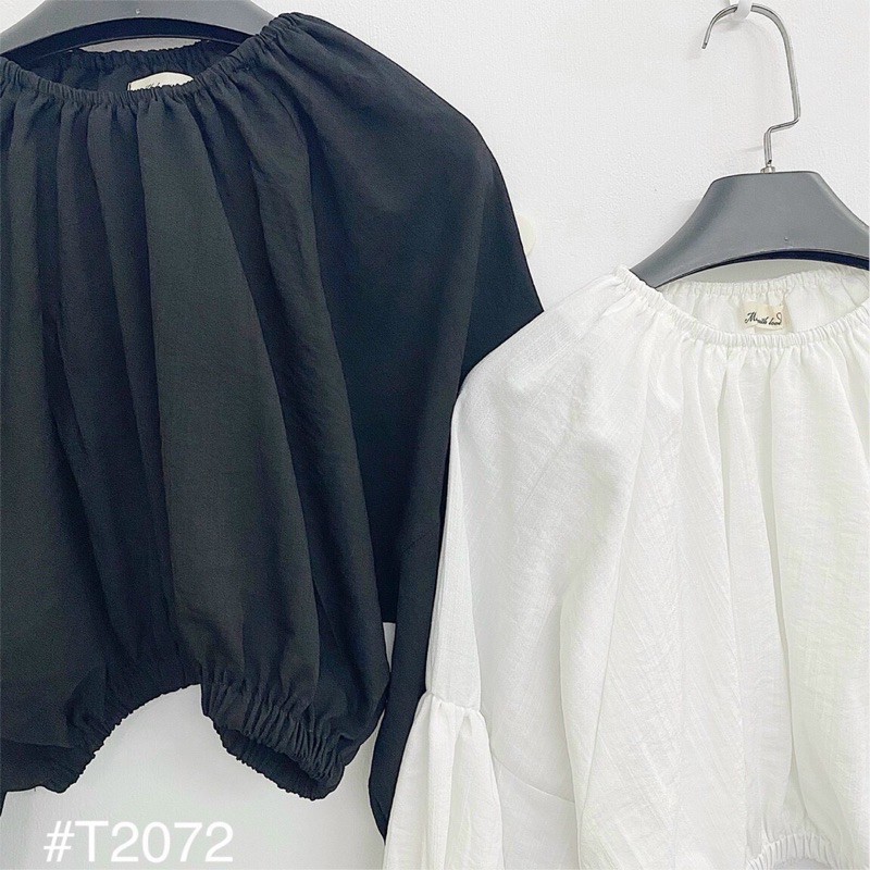 Áo Kiểu BATWING BLOUSE tay dài cổ tròn form chuẩn dễ mix chất linen thun mềm mịn tay áo s bo chun ko ko