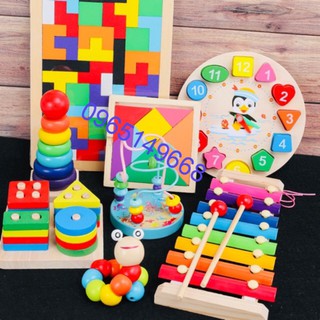 Combo 8 món đồ chơi gỗ an toàn cho bé - phát triển trí tuệ