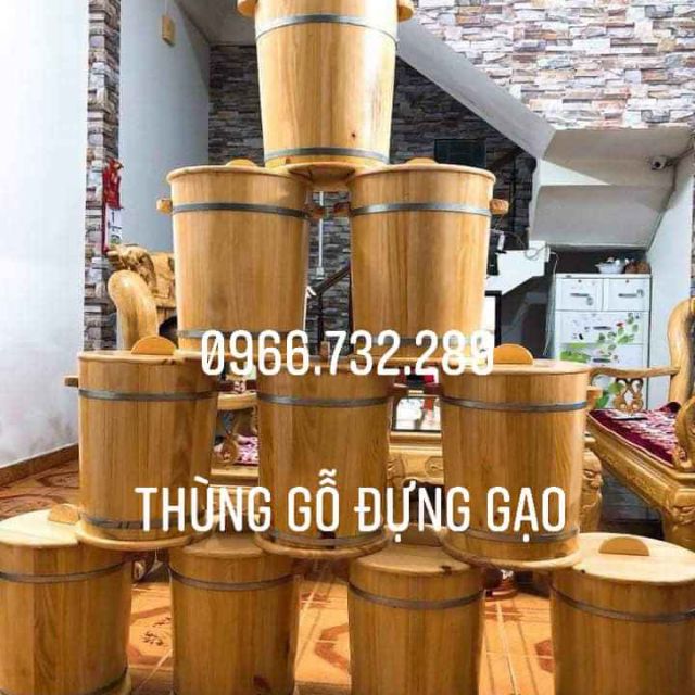 Thùng gỗ đựng gạo