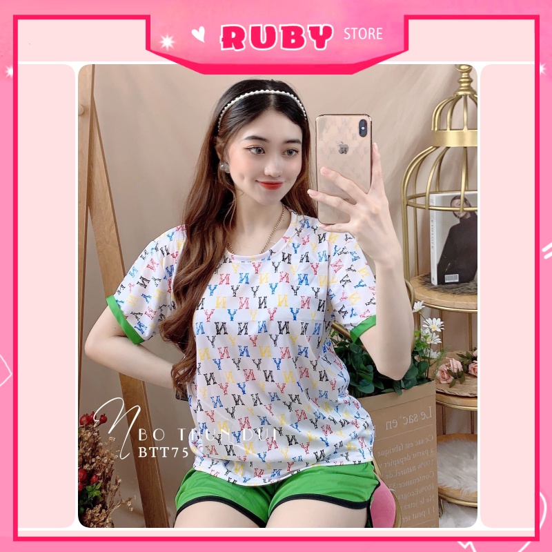 Đồ bộ nữ mặc nhà kiểu dáng thể thao Free Size Dưới 47KG chất thun mềm mịn ❤ Rubystorevn