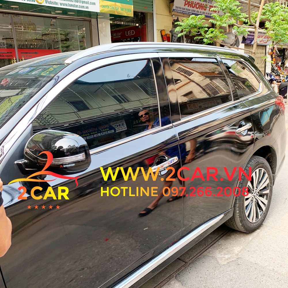 Nẹp viền chân kính, cong kính xe Outlander 2016 - 2022 2023 Hàng inox cao cấp