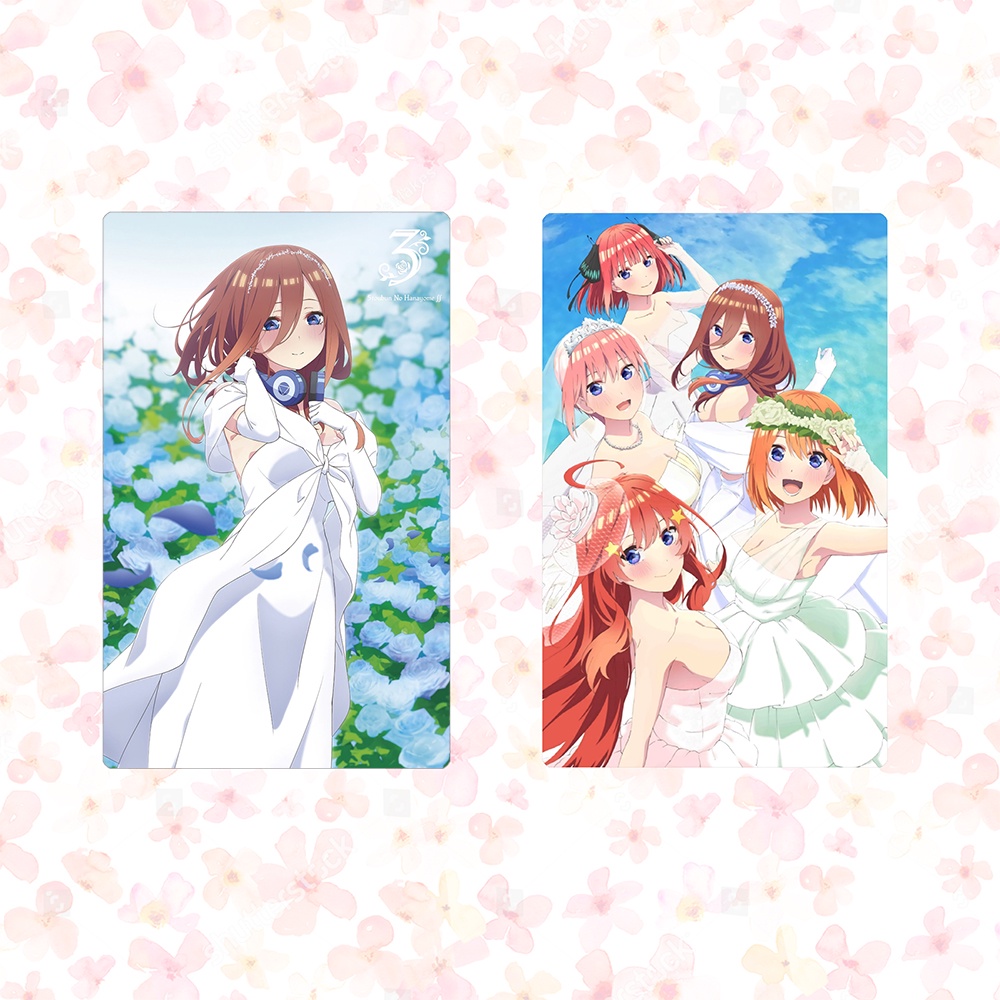 Ảnh card bo góc in hình Gotoubun No Hanayome WEDDING DRESS ver Váy Cưới Nhà Có 5 Nàng Dâu thẻ bo viền 5*8cm #