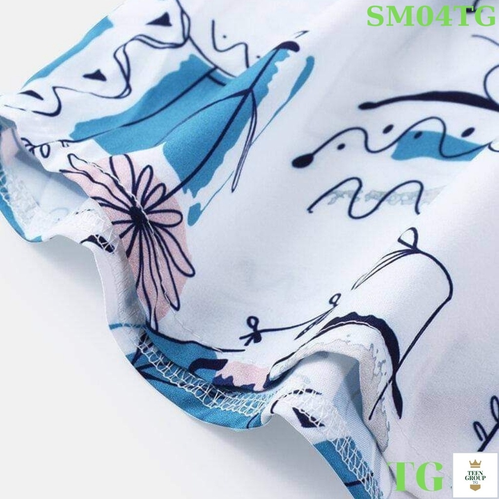 Áo sơ mi nam tenji sm04tj sơ mi nam chất lụa tay ngắn trắng hoa lá mẫu mới cá tính thời trang tenji store 4 (44 - 72KG)