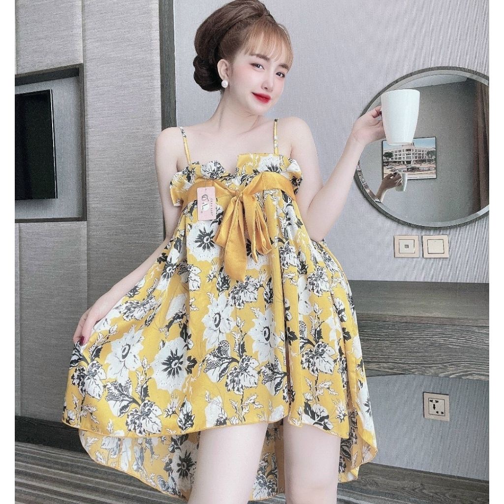 Váy ngủ sexy Miky, Đầm ngủ sexy lụa Satin Chất Siêu Mát Dáng Siêu Xinh&lt;62KG