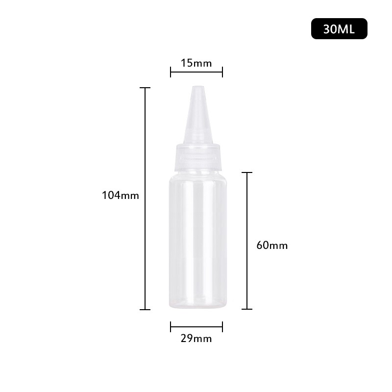 Bình chiết bằng nhựa dạng bóp màu trong suốt miệng nhọn tiện dụng 10/100ml
