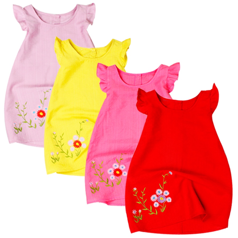 Đầm bé gái Size Đại tay cánh tiên thêu hoa cho bé gái từ 2 đến 10 tuổi từ 8 đến 30 kg 06883-06887