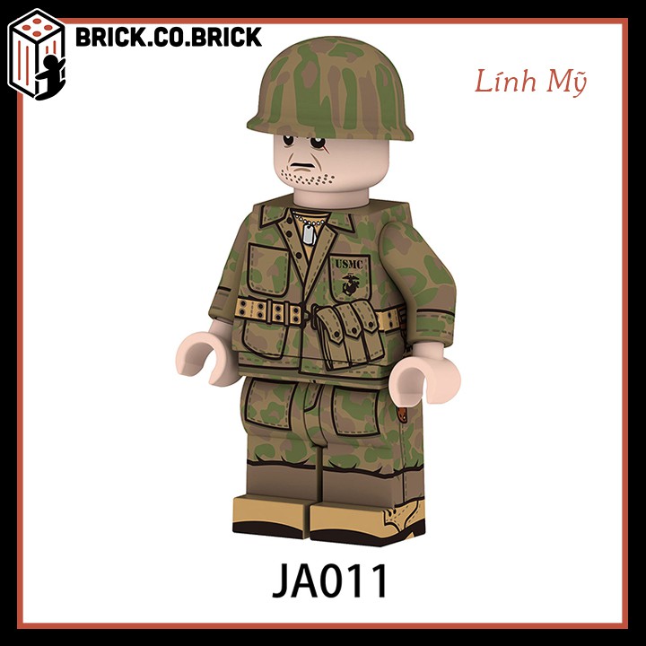 Lính Mỹ Mô Hình Đồ Chơi Lắp Ráp Non LEGO Lính Thế Chiến Minifigure American Soldier World War JA009-JA014