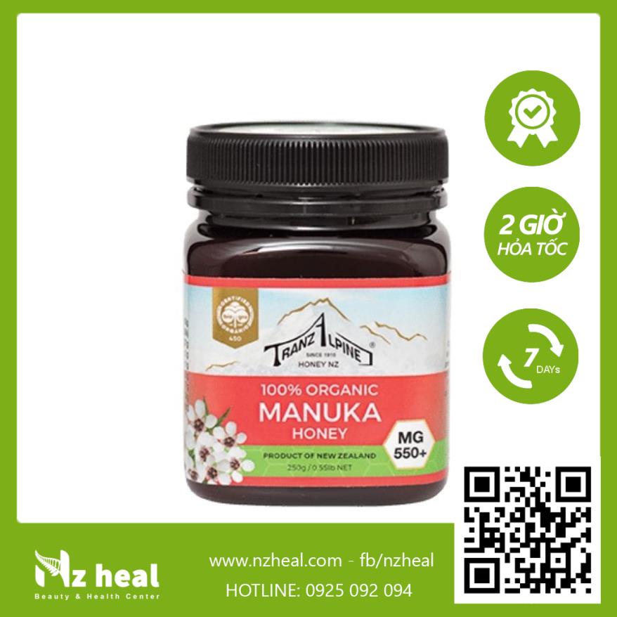 [Hỏa tốc] Mật ong Manuka MG550+ Organic Manuka Honey TranzAlpine (250g)