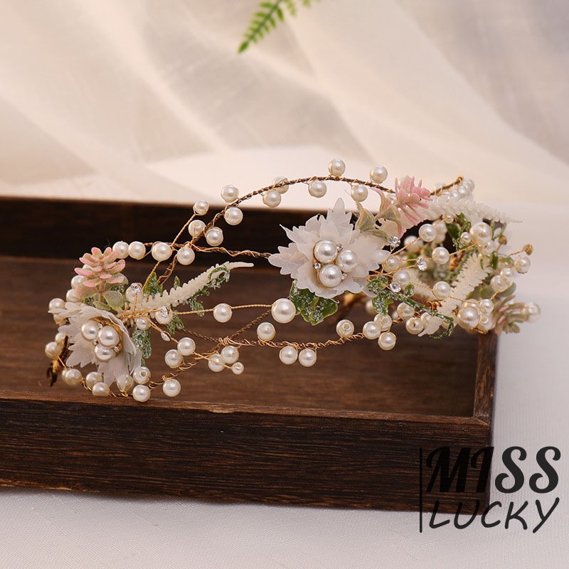 Cài Tóc Hoa Đính Ngọc Trai Phụ Kiện Cho Cô Dâu