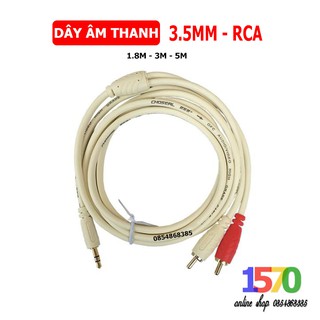 Dây tín hiệu đầu 3 ly (3.5mm) ra 2 đầu bông sen (AV/RCA) | Dây chính hãng Choseal đúc liền mạch chất lượng cao