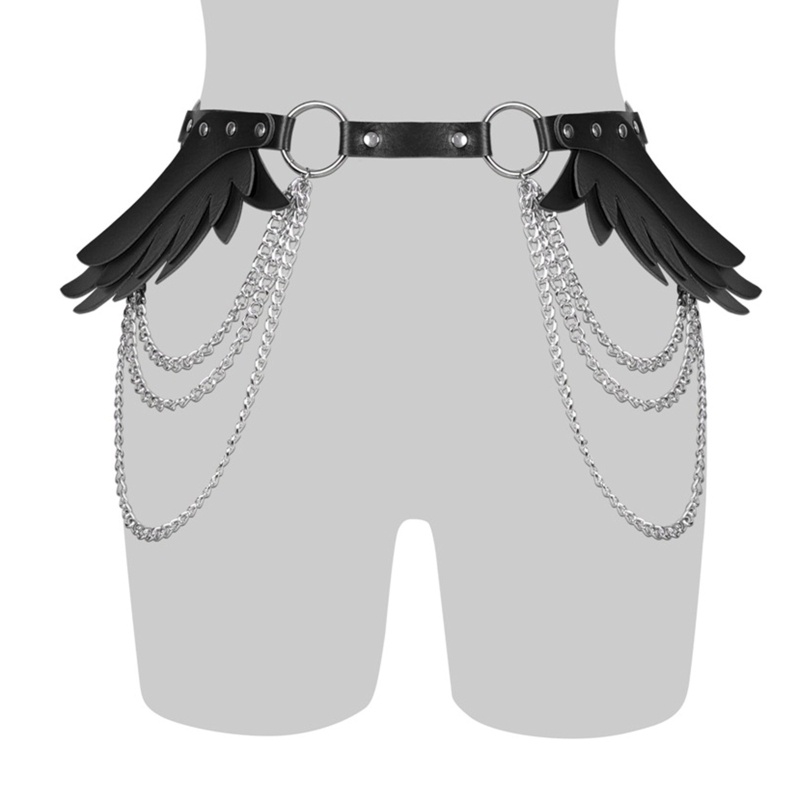 Dây Xích Đeo Hông Gắn Đôi Cánh Phong Cách Gothic Có Thể Điều Chỉnh Trang Trí Cho Nữ