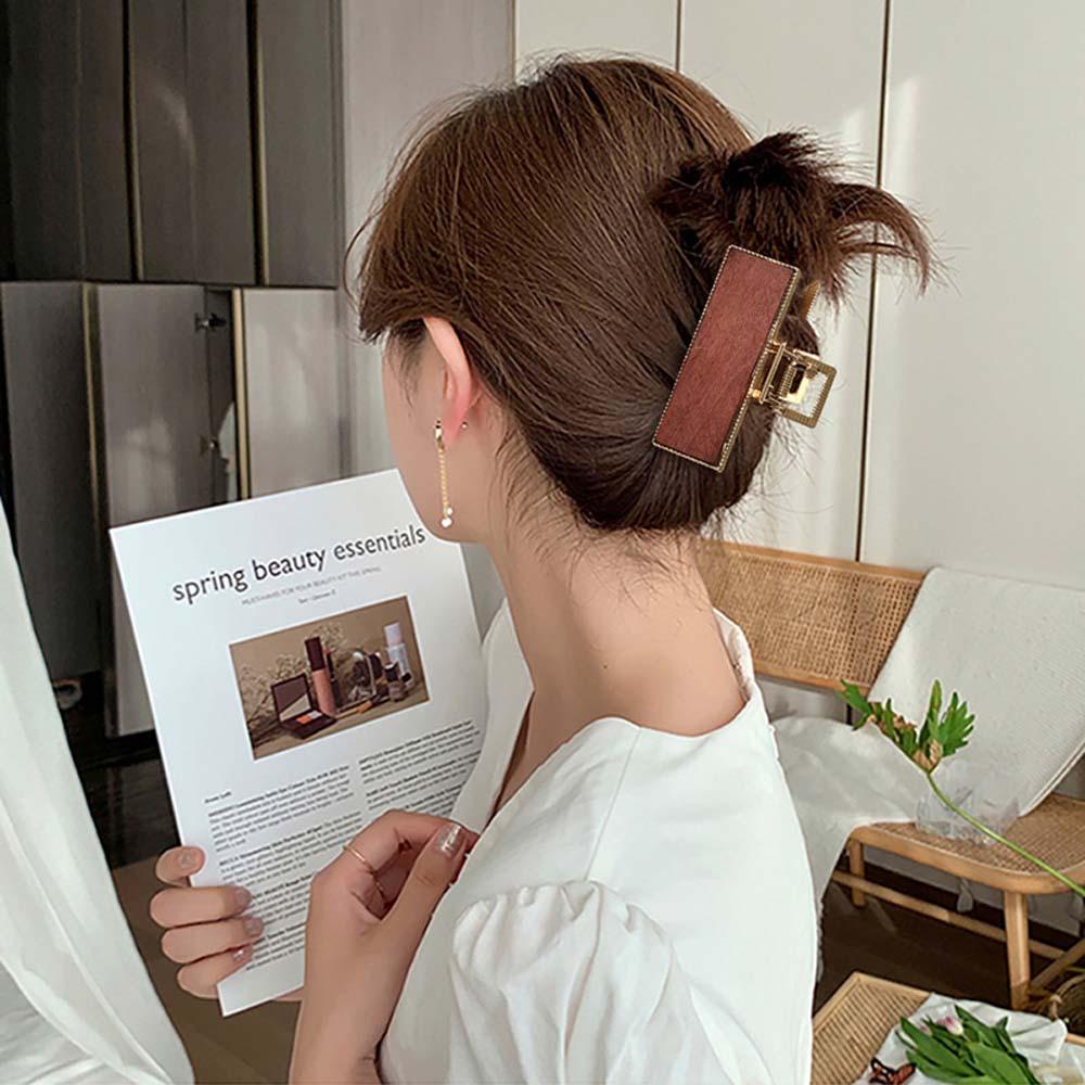 Kẹp Tóc Đuôi Ngựa Bằng Gỗ Họa Tiết Vân Đá Phong Cách Hàn Quốc Retro Giá Đỡ