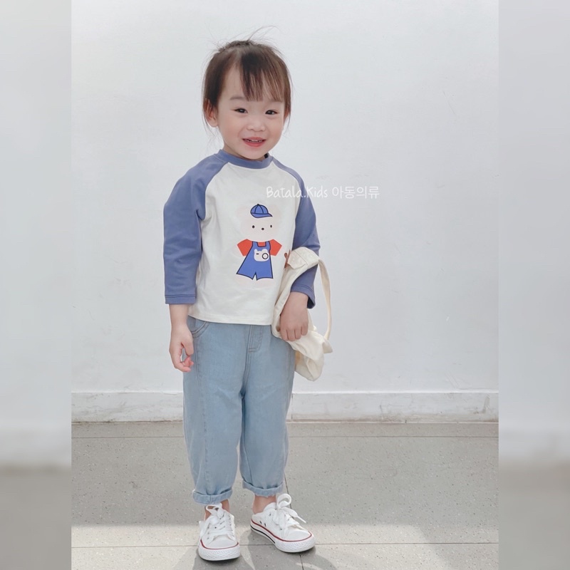 Áo thun dài tay bé trai bé gái Batala kids áo phông thu đông cotton dáng Hàn cho bé từ 10-25kg
