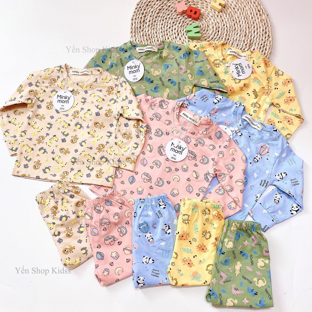 Sale !!! Bộ Dài  Minky Mom Cotton 100 % In Họa Tiết Khỉ-Ngựa Vàng Cho Bé_Super Sale (1311)