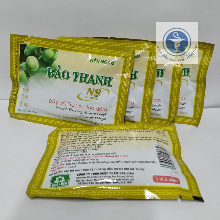 Combo 5 vỉ Viên ngậm Bảo Thanh không đường