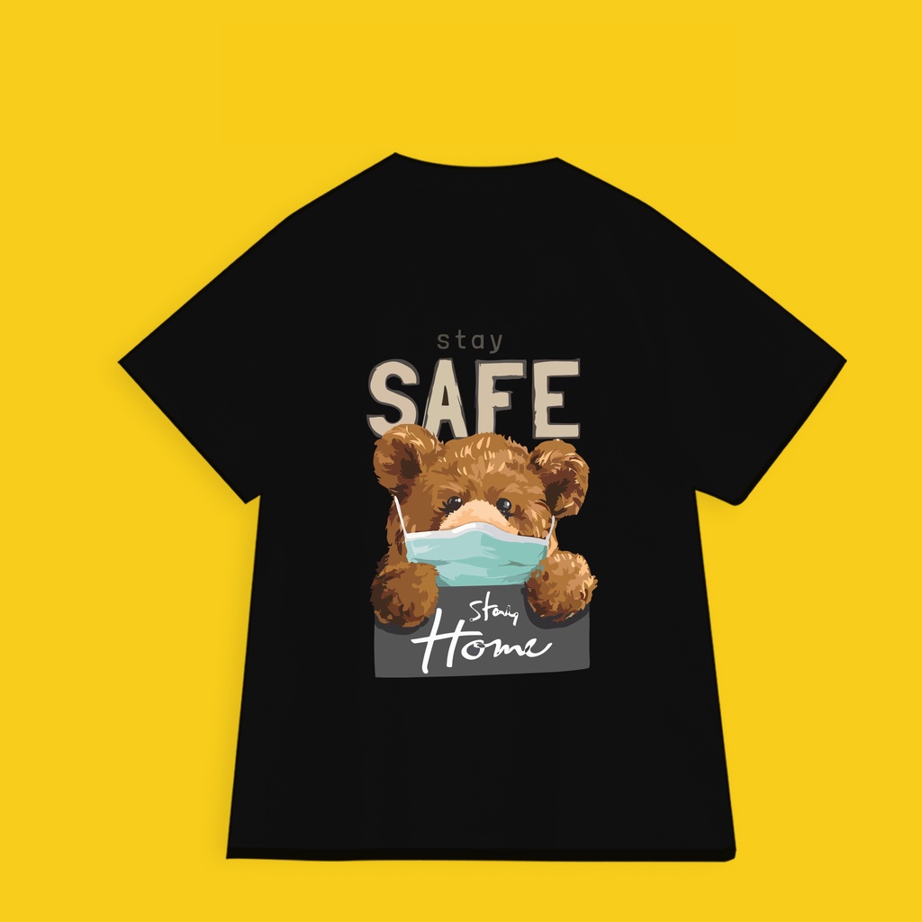 Áo thun nam nữ unisex, áo thun tay lỡ in hình gấu safe, áo phông form rộng oversize phong cách streetwear | BigBuy360 - bigbuy360.vn