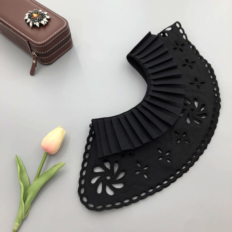 Cổ Áo Giả Viền Bèo Nhún Màu Đen Phong Cách Gothic Cho Nữ