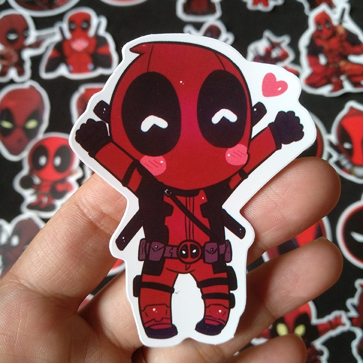 Miếng dán Sticker nhân vật DeadPool trọn bộ 35 hình - In rõ ràng sắc nét khó tróc