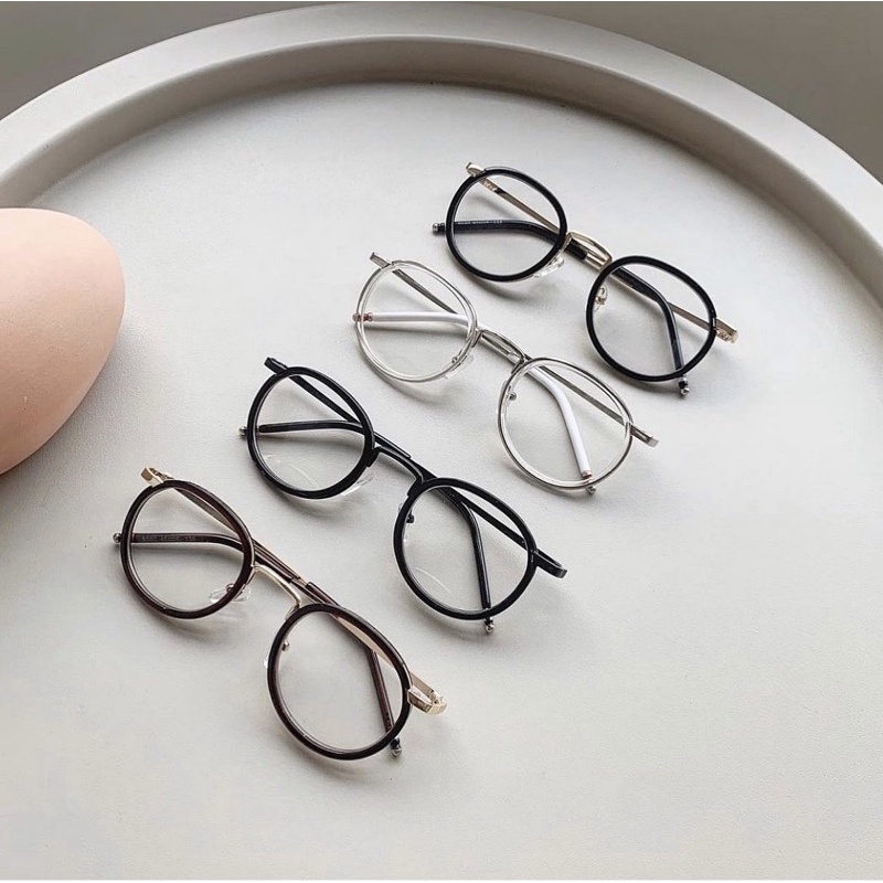 Kính kim loại không độ, viền dày Retro dáng oval 9030 Jolie eyewear