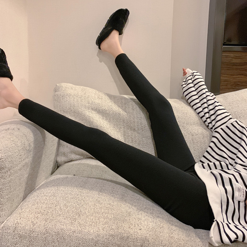 DUNEA Quần dài ôm dáng màu xám/ màu đen phong cách Hàn Quốc thời trang cho nữ