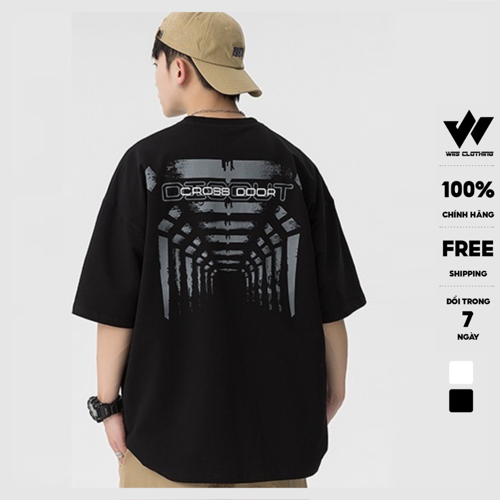 Áo phông tay lỡ unisex WIIS form rộng cotton Cross thun oversize nam nữ ulzzang