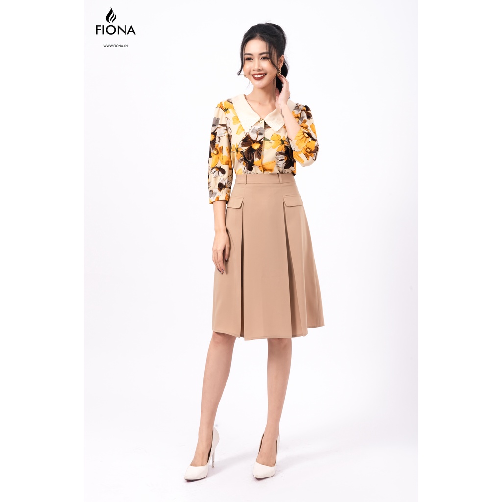 Chân váy nữ Fiona công sở dáng xòe xếp ly màu be F251468