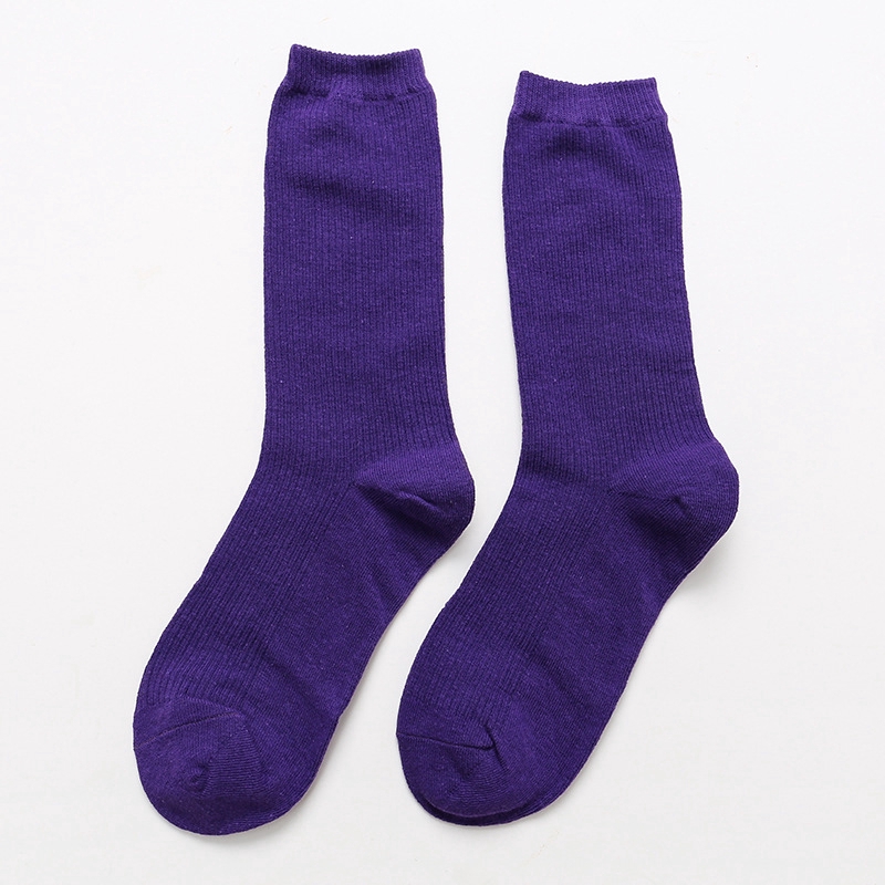 Vớ cotton màu trơn mỏng màu trơn phong cách retro cho nữ