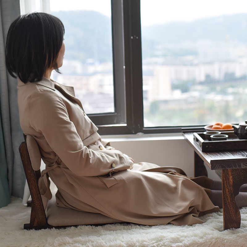 Tatami tựa lưng ghế sofa gia dụng Ghế nhỏ phong cách Nhật Bản ghế không chân ghế sàn ghế tựa lưng gỗ rắn ghế lười cửa sổ