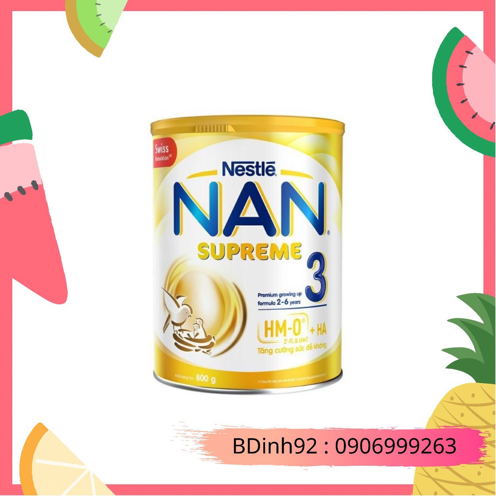 (Mẫu mới có Ha) Sữa bột Nestle NAN SUPREME 3 (Hộp 800gram)
