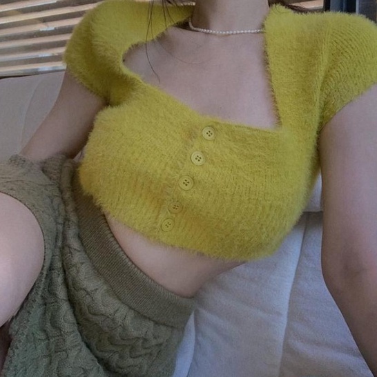 Set áo thun ngắn tay cổ vuông và chân váy dệt kim MURIOKI phong cách quyến rũ thời trang cho nữ