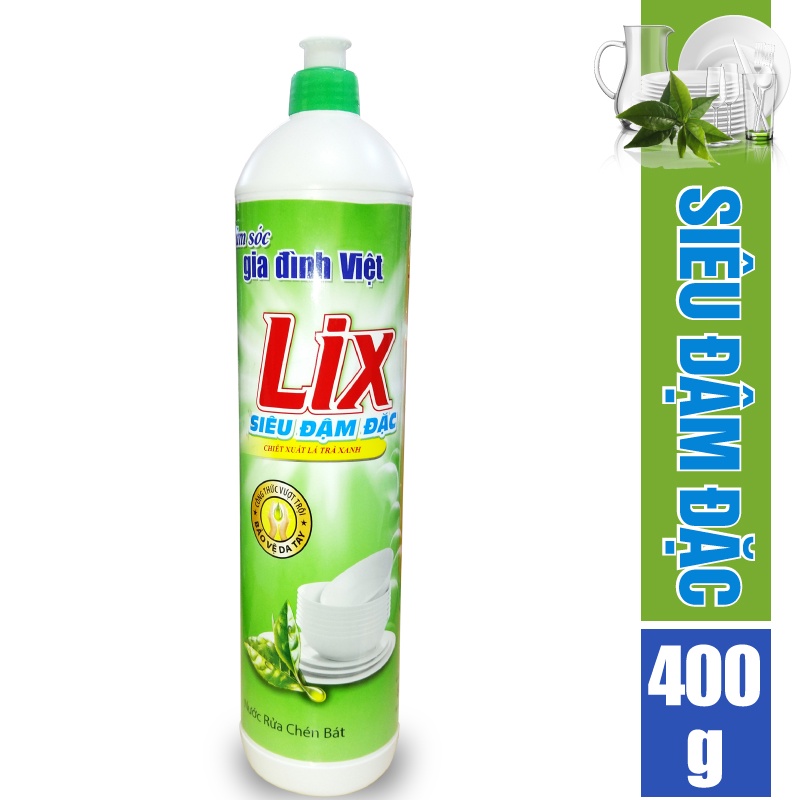 Nước rửa chén Lix siêu đậm đặc trà xanh 400g (TX40T)