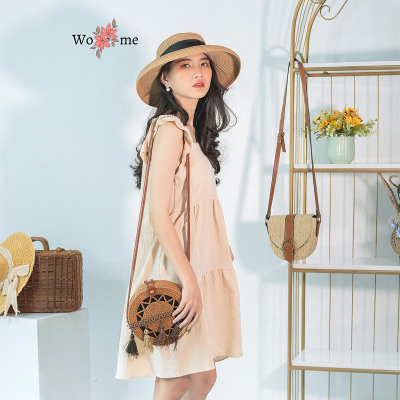Váy babydoll vải đũi cổ vuông cánh tiên dáng xòe suông đầm đi biển, đi chơi, đi làm hàng cao cấp VBD | BigBuy360 - bigbuy360.vn