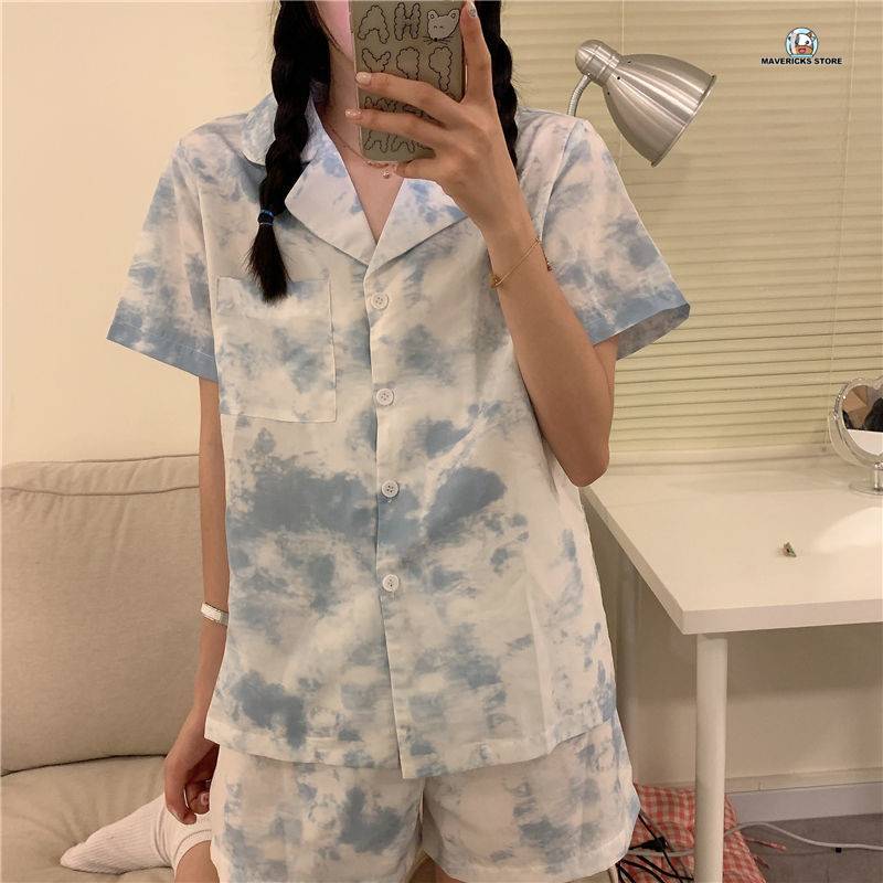 Bộ đồ ngủ ngắn tay phong cách Hàn Quốc