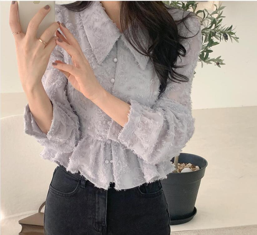 Áo chiffon SUXI dài tay thời trang cho nữ