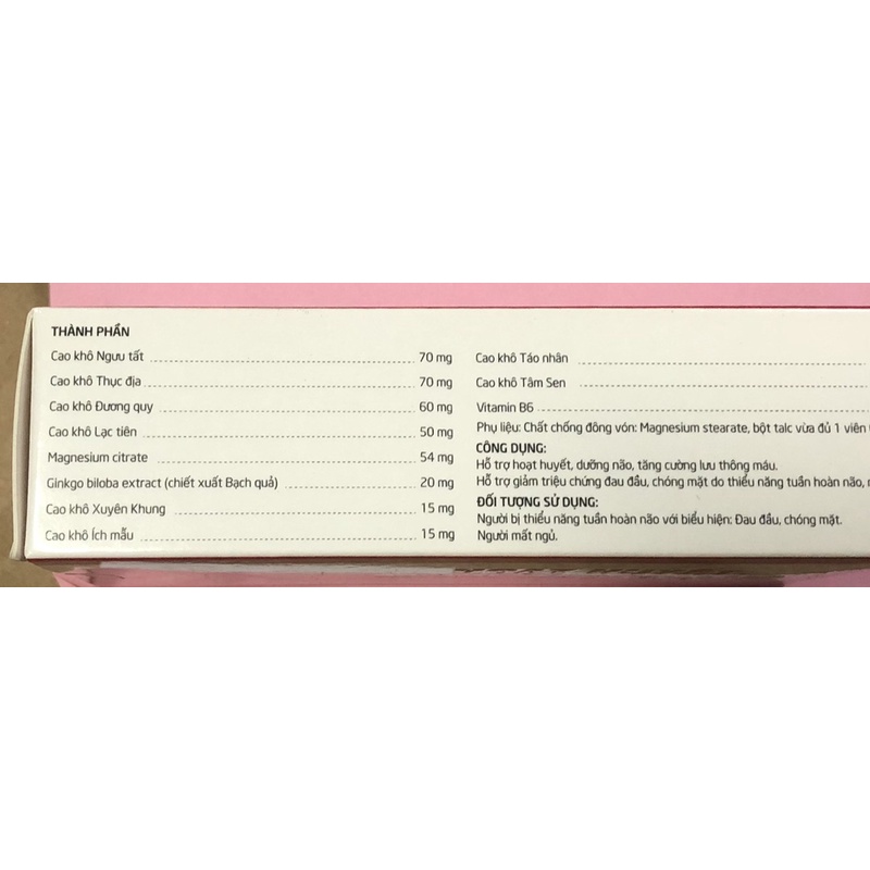 Hoạt Huyết Minh Não khang ( Hộp 3vĩ x 10 viên )