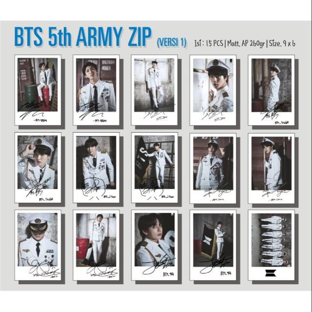 Polaroid Thẻ Hình Nhóm Nhạc Bts 5th Army Zip Phiên Bản 1