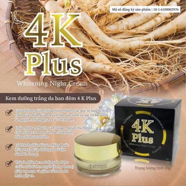  Kem dưỡng trắng da mặt ban đêm 4k plus whitening night cream xuất xứ thái lan  | BigBuy360 - bigbuy360.vn