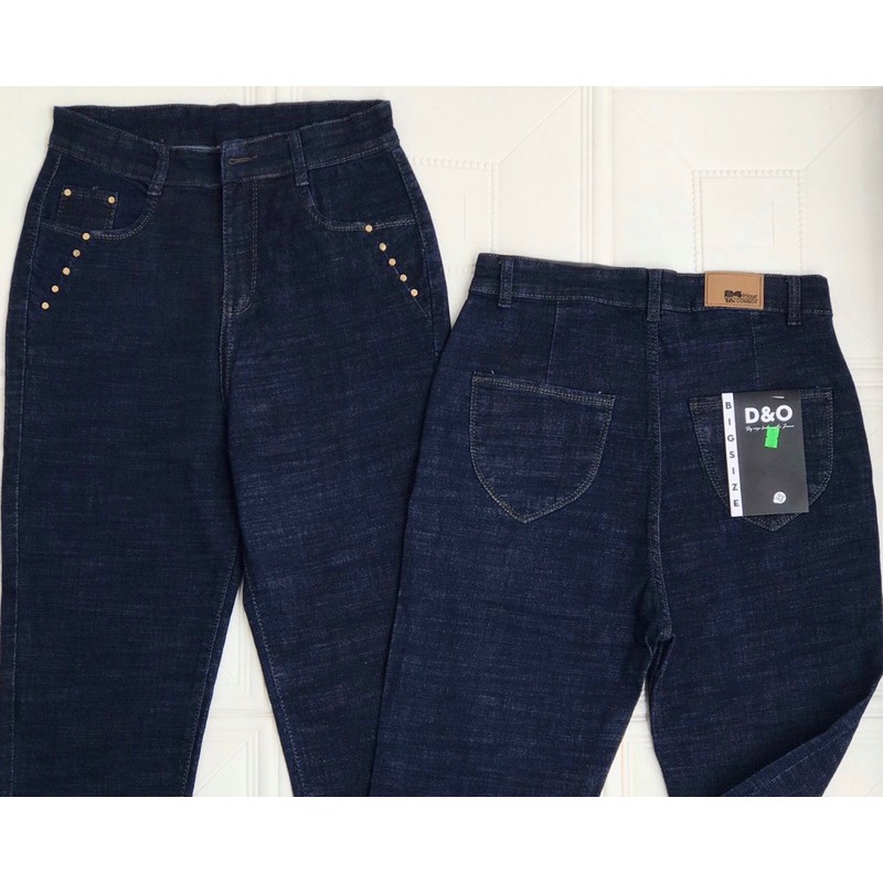 [Xanh Đậm Muối Tiêu]Quần 9 Tấc Jeans Lưng Cao - Quần Cạp Cao Qua Rốn Nút Đinh - Co Giãn Mạnh