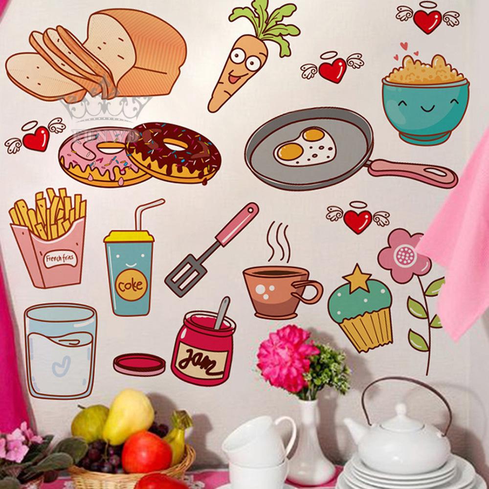 Miếng dán tường trang trí hình đồ ăn kích thước 40*30CM