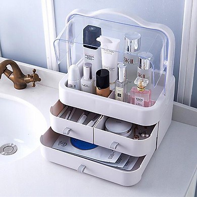 Hộp Đựng Mỹ Phẩm Di Động Có Tay Cầm Nhiều Ngăn Tiện Lợi